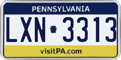 PA license plate LXN3313