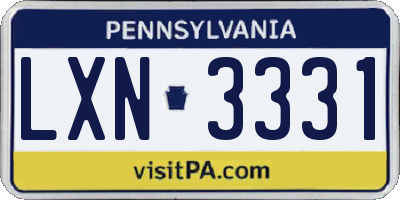 PA license plate LXN3331