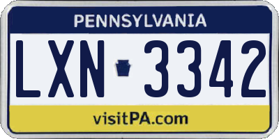 PA license plate LXN3342