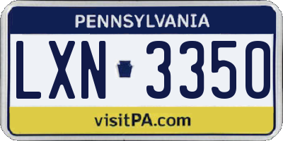 PA license plate LXN3350
