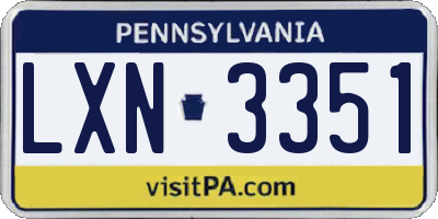 PA license plate LXN3351