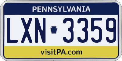 PA license plate LXN3359