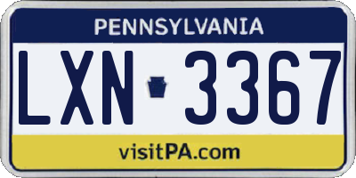 PA license plate LXN3367