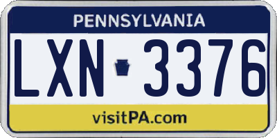 PA license plate LXN3376