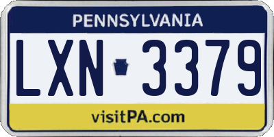 PA license plate LXN3379