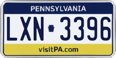 PA license plate LXN3396