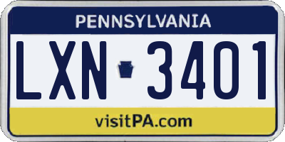 PA license plate LXN3401
