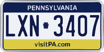 PA license plate LXN3407