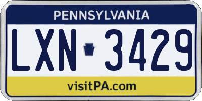 PA license plate LXN3429