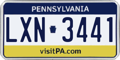 PA license plate LXN3441