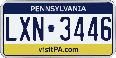 PA license plate LXN3446