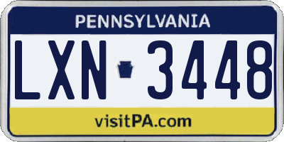 PA license plate LXN3448