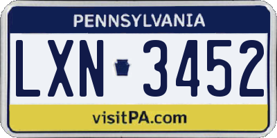 PA license plate LXN3452