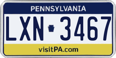 PA license plate LXN3467