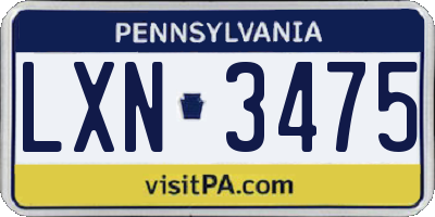 PA license plate LXN3475