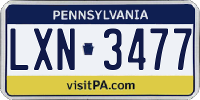 PA license plate LXN3477