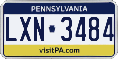 PA license plate LXN3484