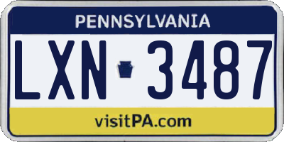 PA license plate LXN3487
