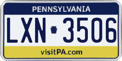 PA license plate LXN3506