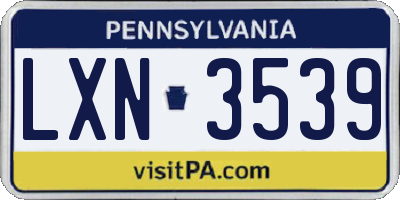 PA license plate LXN3539