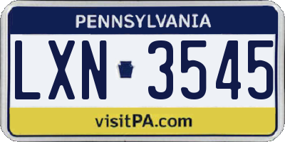 PA license plate LXN3545