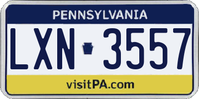 PA license plate LXN3557