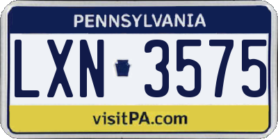 PA license plate LXN3575