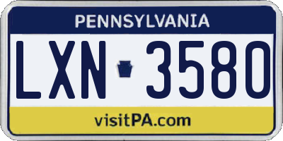 PA license plate LXN3580