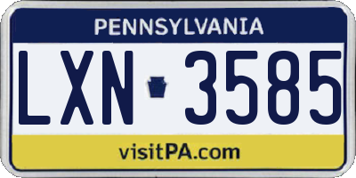 PA license plate LXN3585