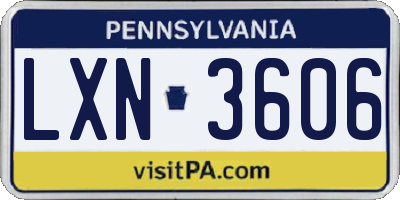 PA license plate LXN3606