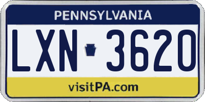 PA license plate LXN3620