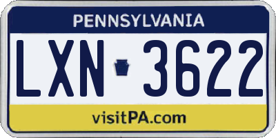 PA license plate LXN3622