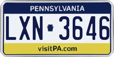 PA license plate LXN3646