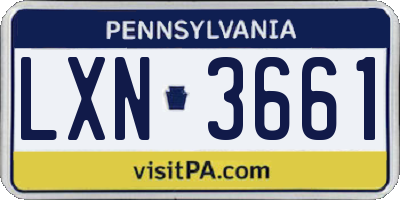 PA license plate LXN3661