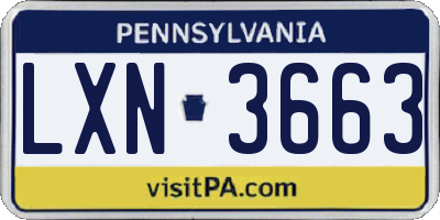 PA license plate LXN3663