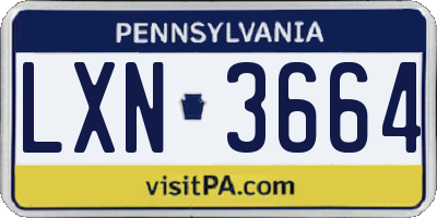 PA license plate LXN3664