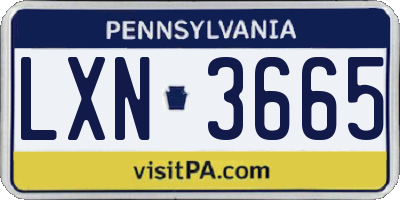 PA license plate LXN3665