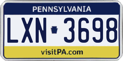 PA license plate LXN3698