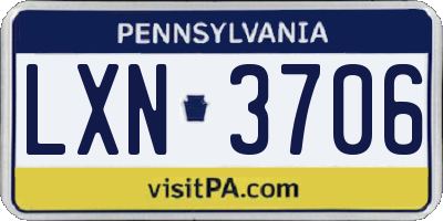 PA license plate LXN3706
