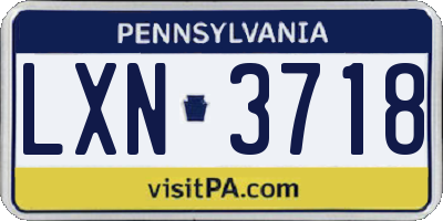 PA license plate LXN3718
