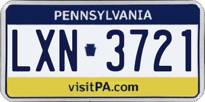 PA license plate LXN3721