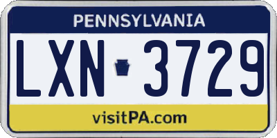 PA license plate LXN3729