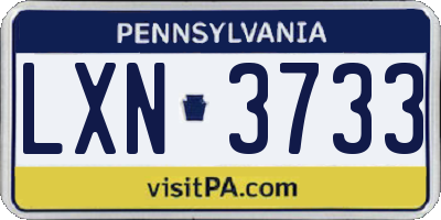 PA license plate LXN3733
