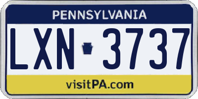 PA license plate LXN3737