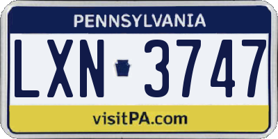 PA license plate LXN3747