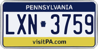 PA license plate LXN3759