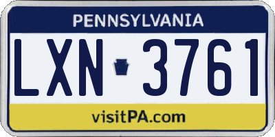 PA license plate LXN3761