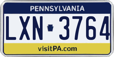 PA license plate LXN3764