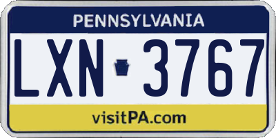 PA license plate LXN3767