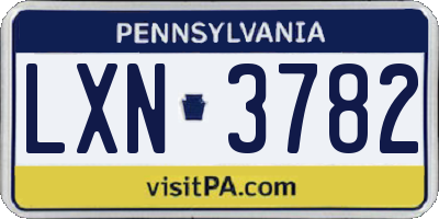 PA license plate LXN3782